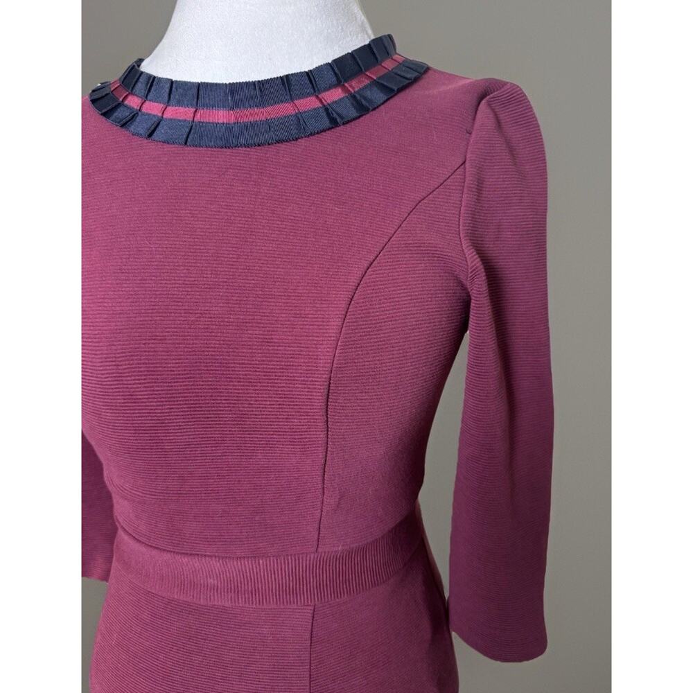 Boden Burgundy Navy Polperro Ottoman Dress | Wiggle | Retro Inspired | Stretch - Picture 3 of 8